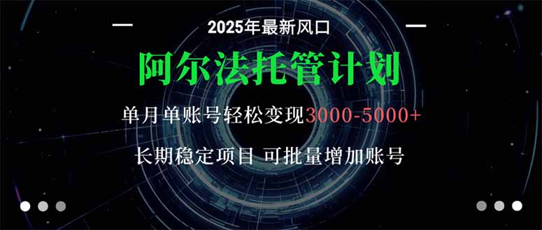 阿尔法托管计划 单账号月入3000-5000，长期稳定项目，新手小白轻松上手。-yunhe