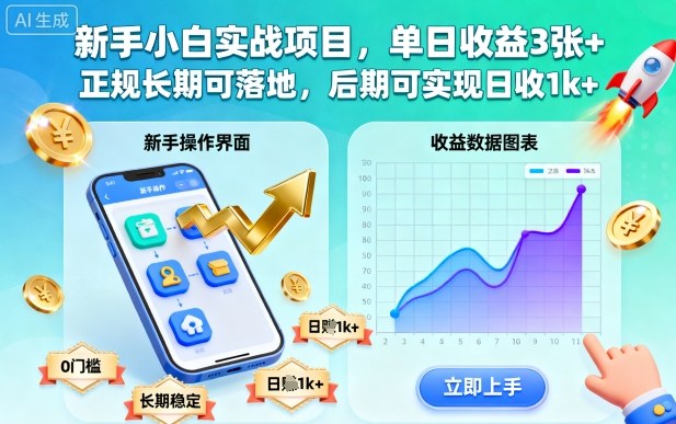 新手小白实战项目，单日收益3张+，正规长期可落地，后期可实现日收1k+【揭秘】-yunhe