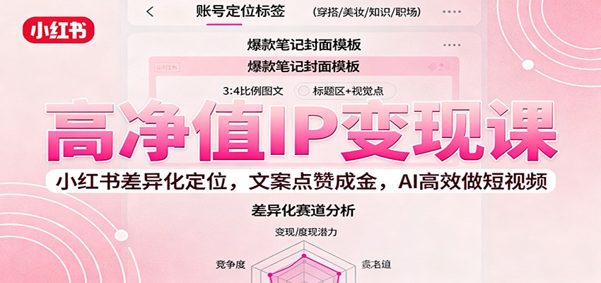 高净值IP变现课：小红书差异化定位，文案点赞成金， AI高效做短视频-yunhe