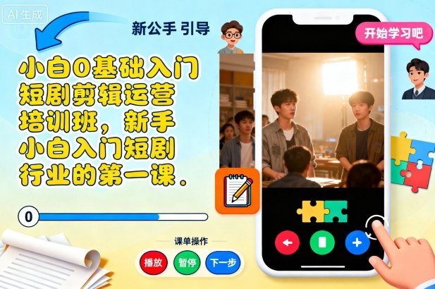 小白0基础入门短剧剪辑运营培训班，新手小白入门短剧行业的第一课-yunhe