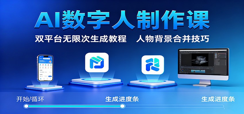 AI数字人制作课：双平台无限次生成教程，人物背景合并技巧-yunhe
