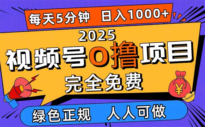 2025视频号0撸项目，5分钟一个号，日入1000+，人人可做-yunhe