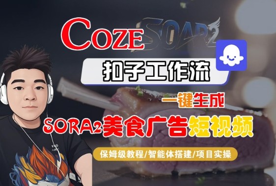 Coze扣子智能体工作流一键生成“SORA2美食广告“短视频，全流程保姆级教学-yunhe