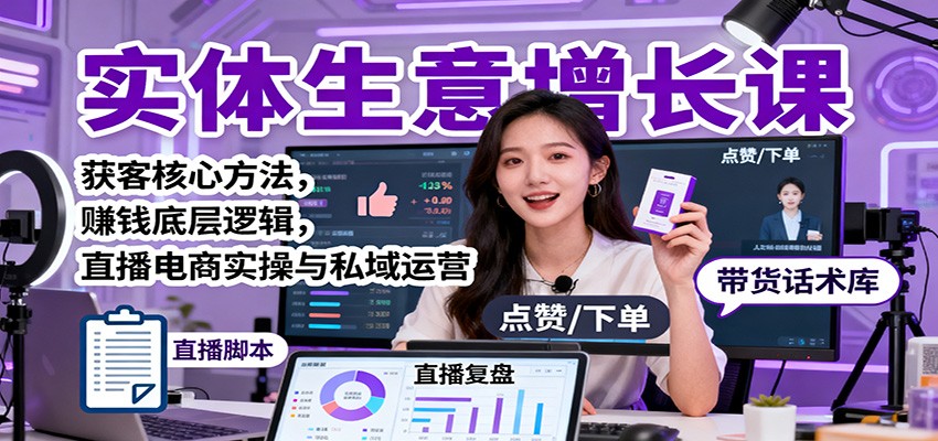 实体生意增长课：获客核心方法，赚钱底层逻辑，直播电商实操与私域运营-yunhe