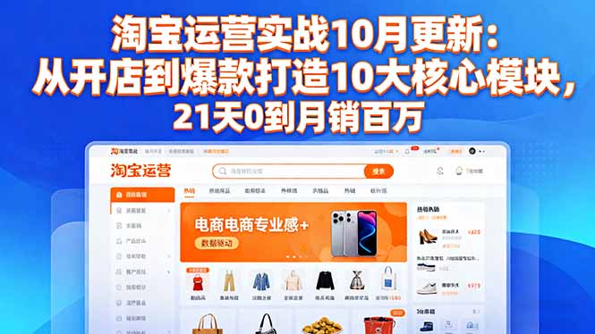 淘宝运营实战10月更新：从开店到爆款打造10大核心模块，21天0到月销百万-yunhe