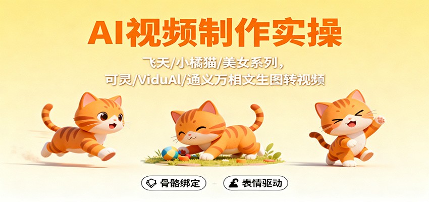AI视频制作实操，飞天/小橘猫/美女系列，可灵/ViduAl/通义万相文生图转视频-yunhe